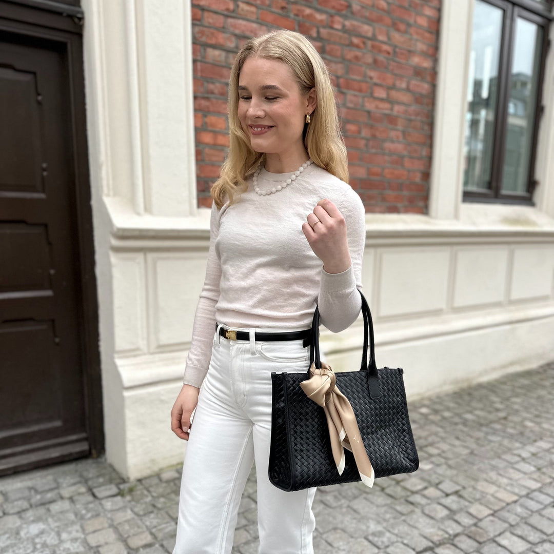 Olivia - flettet veske i skinn