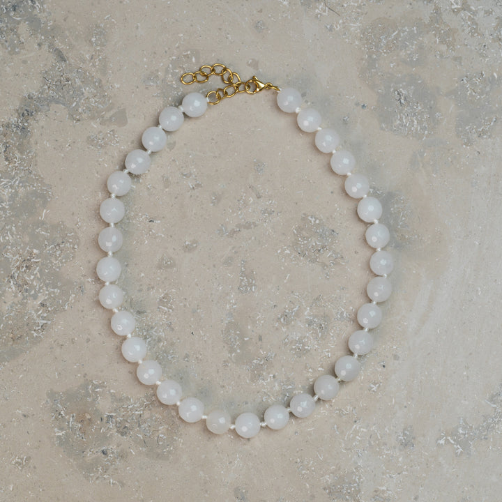Halskjede Zoe White Agate
