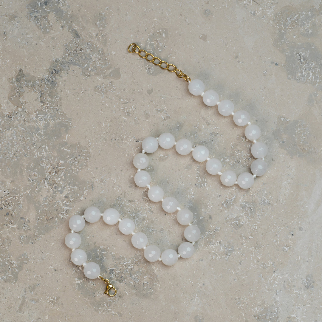 Halskjede Zoe White Agate