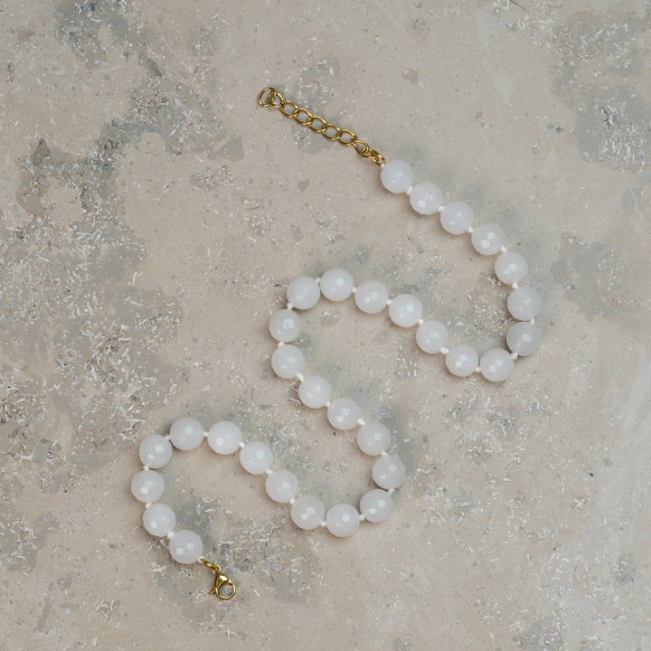 Halskjede Zoe White Agate