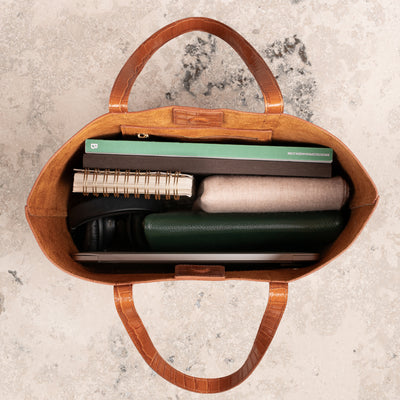 Veske Skinn Felice Tote Cognac