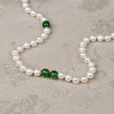 Halskjede Milena Pearl & Green