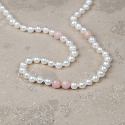 Halskjede Milena Pearl & Dusty Pink