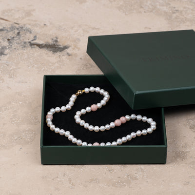 Halskjede Milena Pearl & Dusty Pink