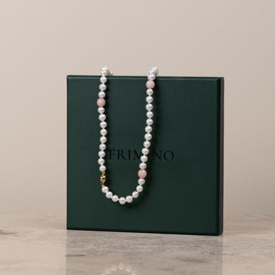 Halskjede Milena Pearl & Dusty Pink