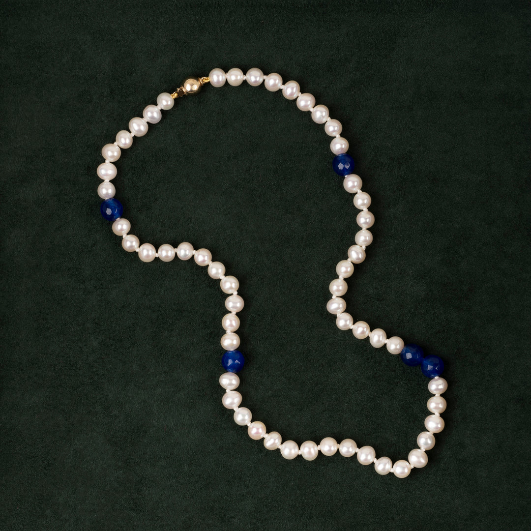 Halskjede Milena Pearl &amp; Blue