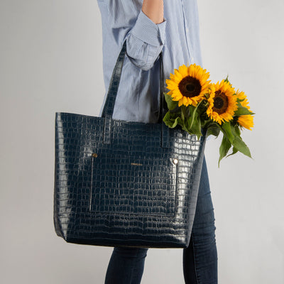 Veske Skinn Felice Tote Blue