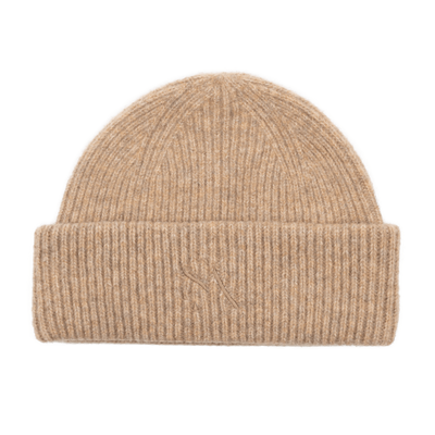 Sui Ava Beanie Sheepskin, lue i ullblanding i beige farge